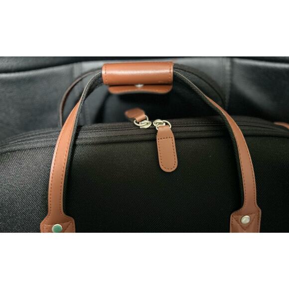 Pierre Cardin Black Brown Computer Tote Two Big‎ Mesh Pockets Holds 15" Laptop - Picture 4 of 9